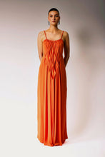 Load image into Gallery viewer, Smocked Orange maxi dress.
Low back maxi dress.
Smocked Dress.
Orange dress.