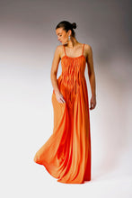 Load image into Gallery viewer, Smocked Orange maxi dress.
Low back maxi dress.
Smocked Dress.
Orange dress.
