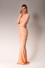 Load image into Gallery viewer, Peach bamboo dress.
Maxi peach dress.
Smocked maxi dress.