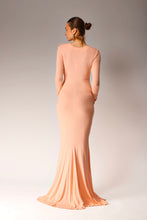 Load image into Gallery viewer, Peach bamboo dress.
Maxi peach dress.
Smocked maxi dress.