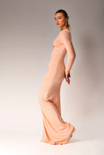Load image into Gallery viewer, Peach bamboo dress.
Maxi peach dress.
Smocked maxi dress.