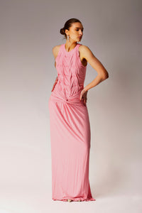Pink Bamboo smocked dress.
Maxi dress.