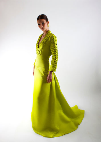 Maxi smocked dress.
Chartreuse maxi dress
