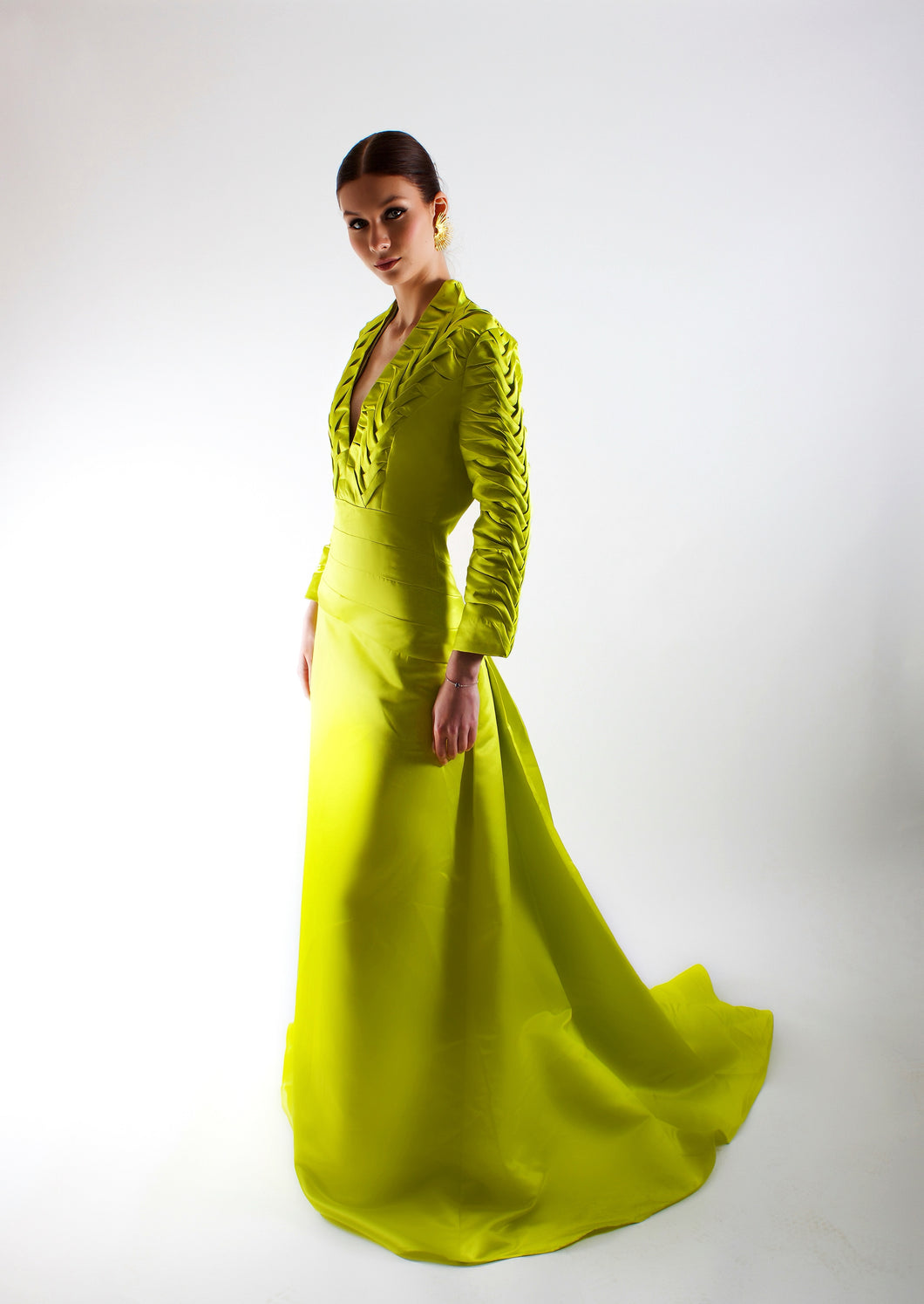 Maxi smocked dress.
Chartreuse maxi dress