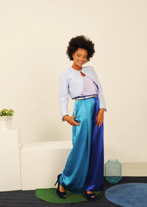 Two Tone Blue Baggy Trousers